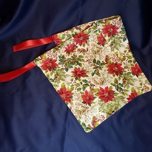Christmas Fabric Drawstring Bag  12" h x 10" w Handmade